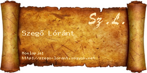 Szegő Lóránt névjegykártya